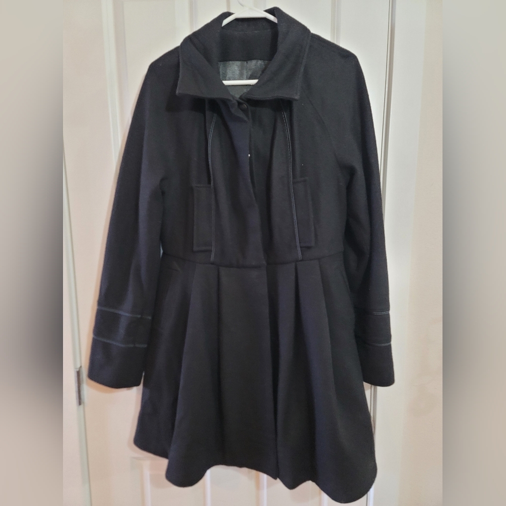 Wool Black dress coat with satin lining